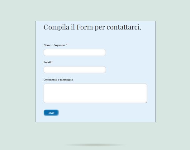form contatti azzurro per creare sito